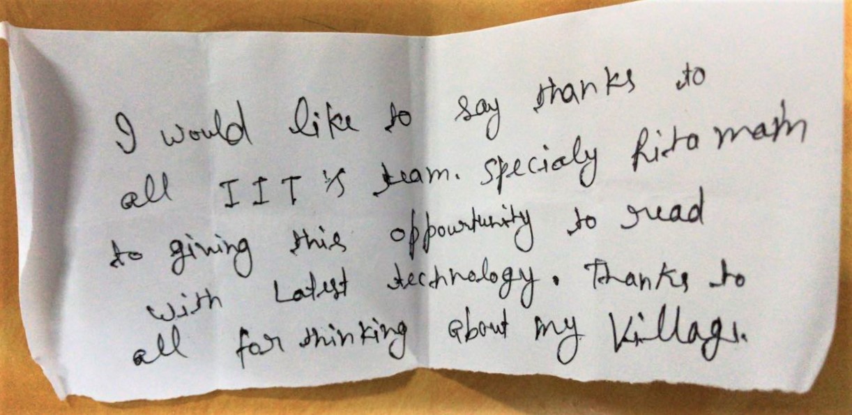 A handwritten review from one of the computer course students